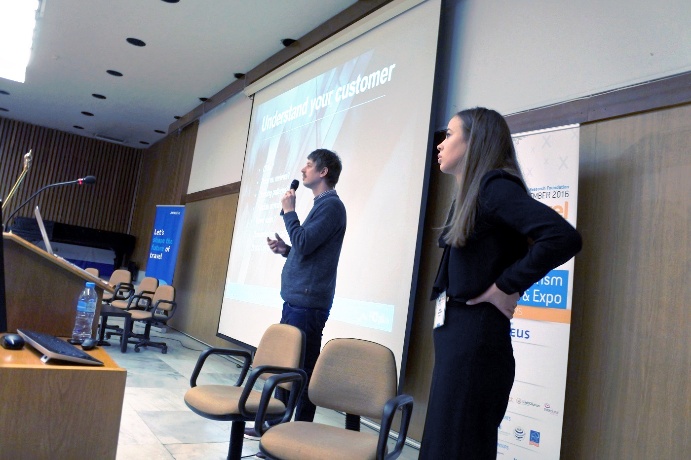 HQPlus Head of Sales, Philipp Selzer (left) joined by Xenia Nartschick for a well received data/revenue presentation — Photo by Hospitality Net