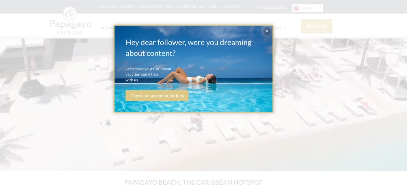 Message welcoming visitors coming from social media platforms — Photo by The Hotels Network