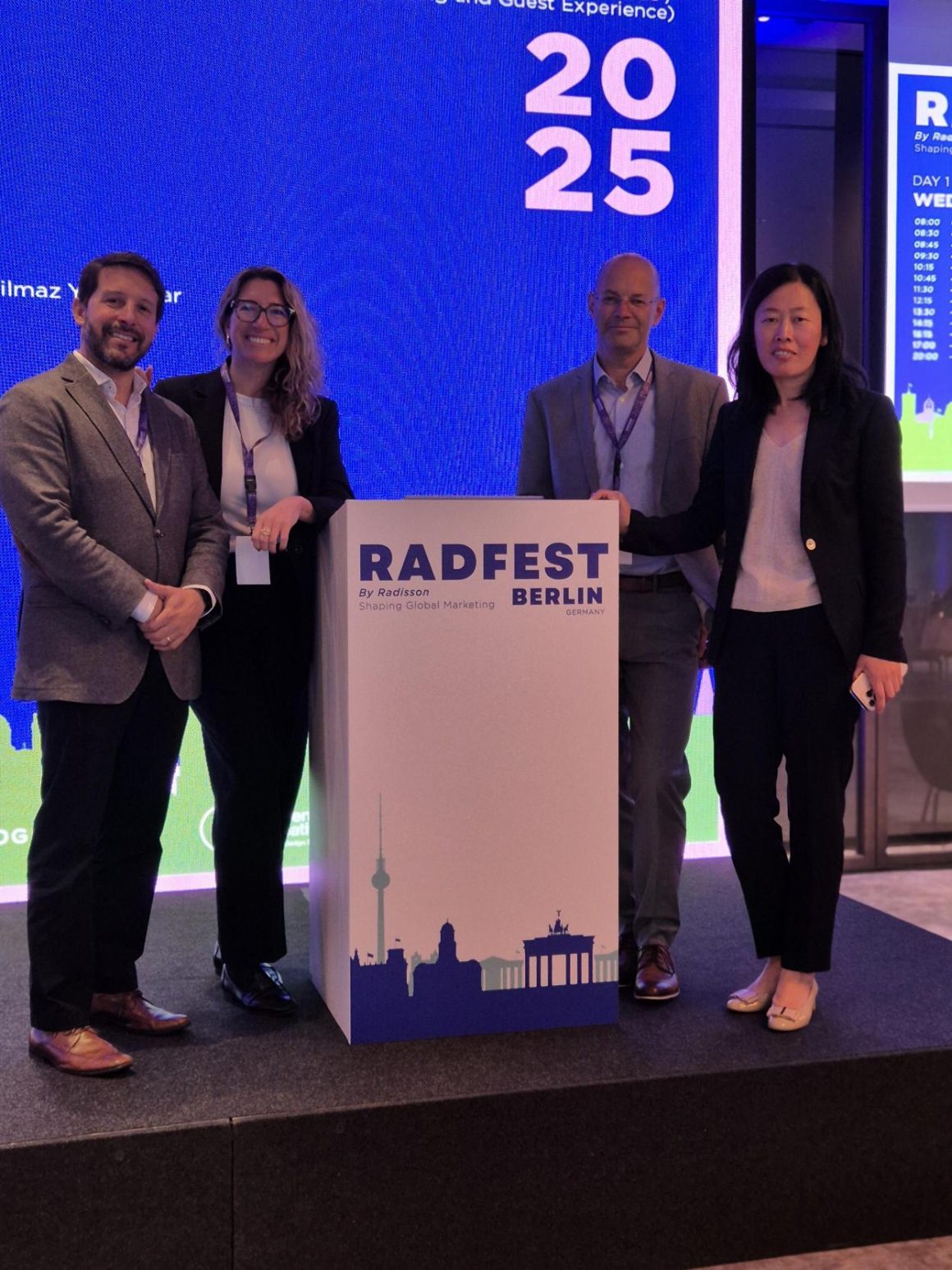 Wolfgang Emperger, alongside fellow Shiji team members, at RADFEST Berlin, where discussions centered on the future of hotel technology and guest experience — Photo by Shiji