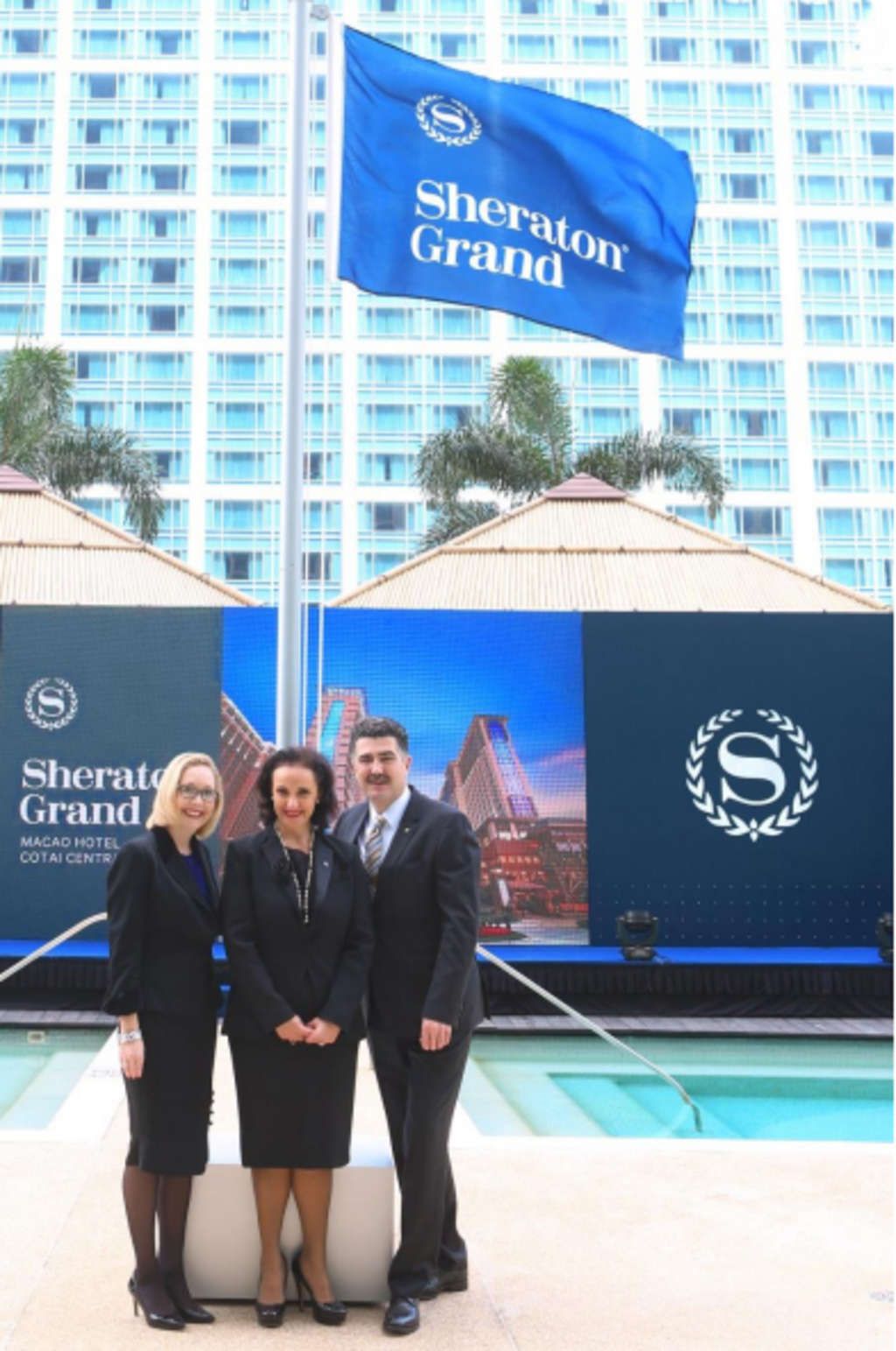 Pictured from left to right: Ms. Daniella Tonetto, General Manager of Sales & Marketing, Sheraton Grand Macao Hotel,
Cotai Central and The St. Regis Macao, Cotai Central Ms. Janet McNab, Managing Director of Sheraton Grand Macao
Hotel, Cotai Central and The St. Regis Macao, Cotai Central Mr. Kai Petry, General Manager of Operations, Sheraton
Grand Macao Hotel, Cotai Central— Photo by Sheraton Hotels and Resorts