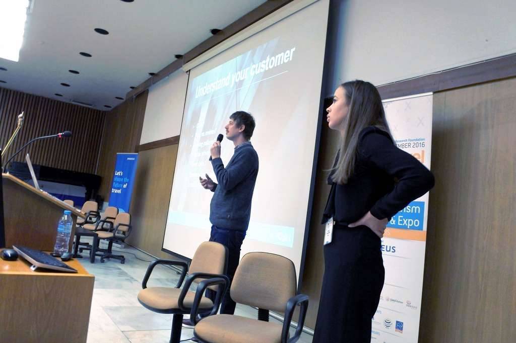 HQPlus Head of Sales, Philipp Selzer (left) joined by Xenia Nartschick for a well received data/revenue presentation — Photo by Hospitality Net