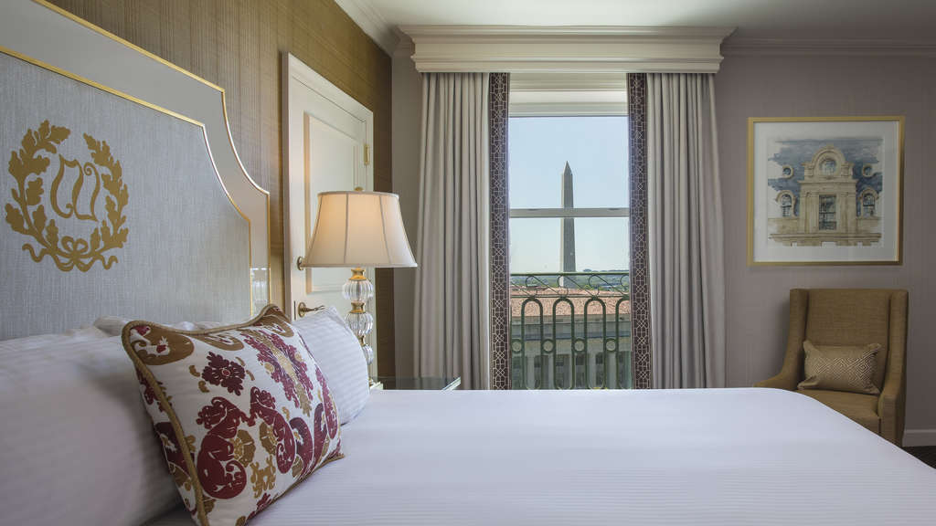 Guest room with view of Washington Monument at InterContinental The Willard Washington D.C.— Photo by IHG