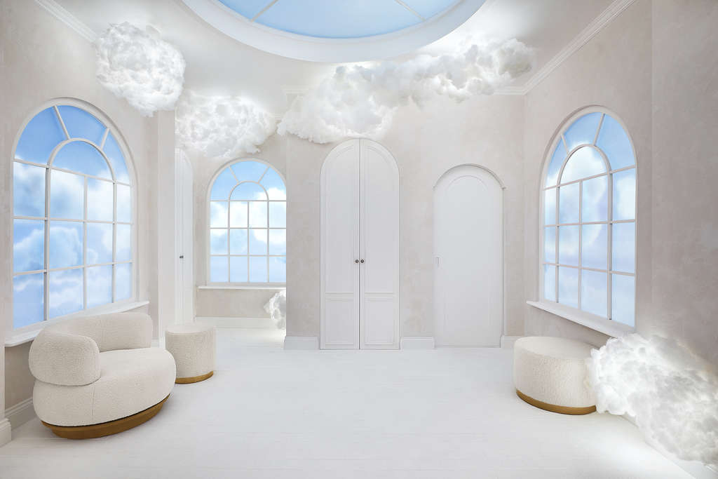 This is an ethereal and interactive space with a changing dreamscape that literally reflects the design of five of the designer’s freshest pieces. — Photo by Airbnb