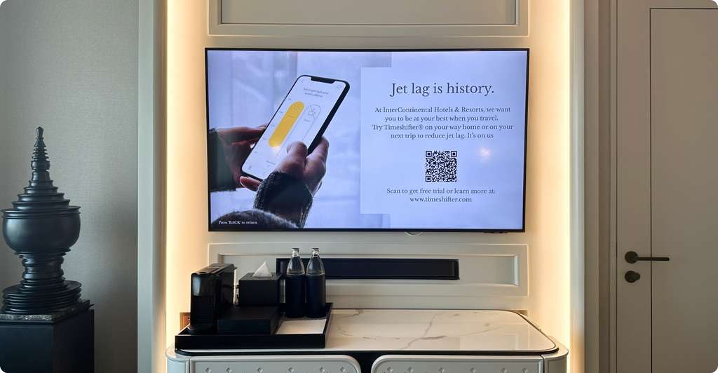 The Timeshifter jet lag app at InterContinental Hotels & Resorts— Source: Timeshifter Inc.