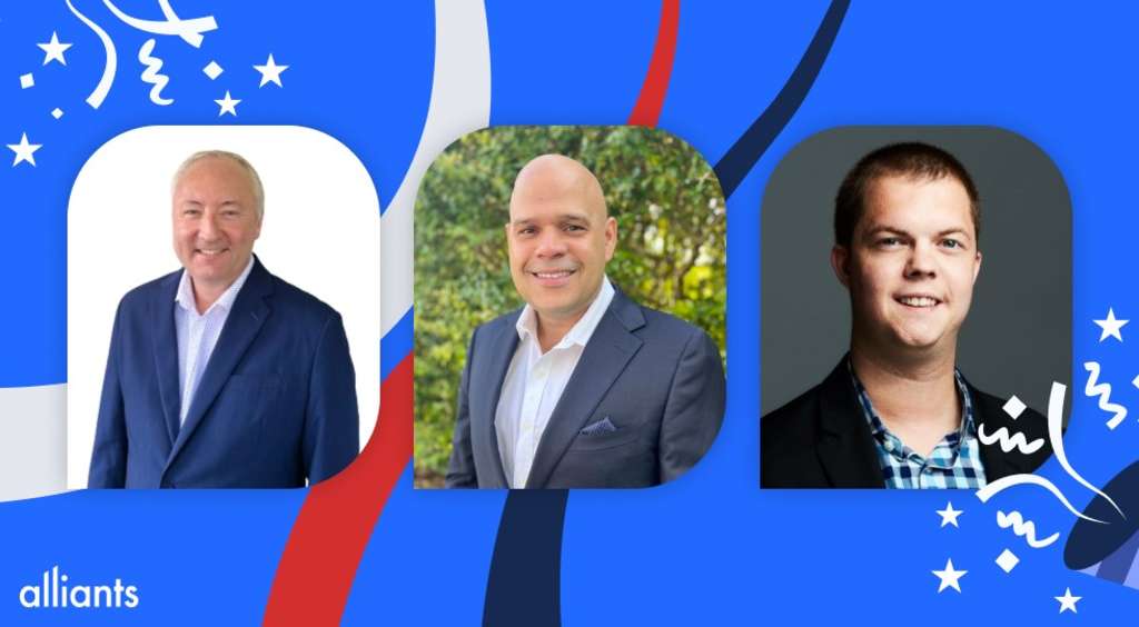 (L to R): Gareth Fraser, VP Sales Enablement & Operations, Alberto Santana, Chief Revenue Officer, and Aaron Smith, Enterprise Sales Executive — Photo by Alliants